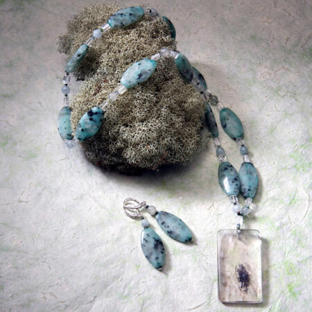 Kiwi Jade, Blue Chalcedony, Rock Crystal