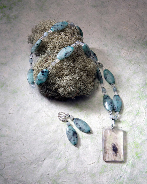Kiwi Jade, Blue Chalcedony, Rock Crystal