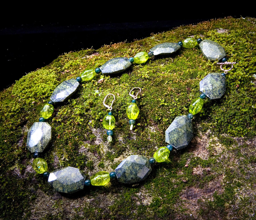 Russian Serpentine, Peridot Crystal and British Columbian Jade