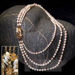 Three Strand Natural Pearls with Fancy Clasp